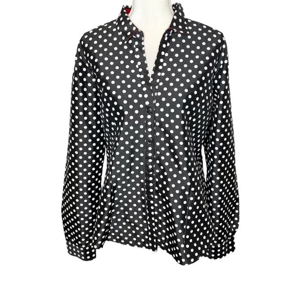VINTAGE BELUVA SAN FRANCISCO Women's Polka Dot Button Front TopBlack White XL - Picture 1 of 16